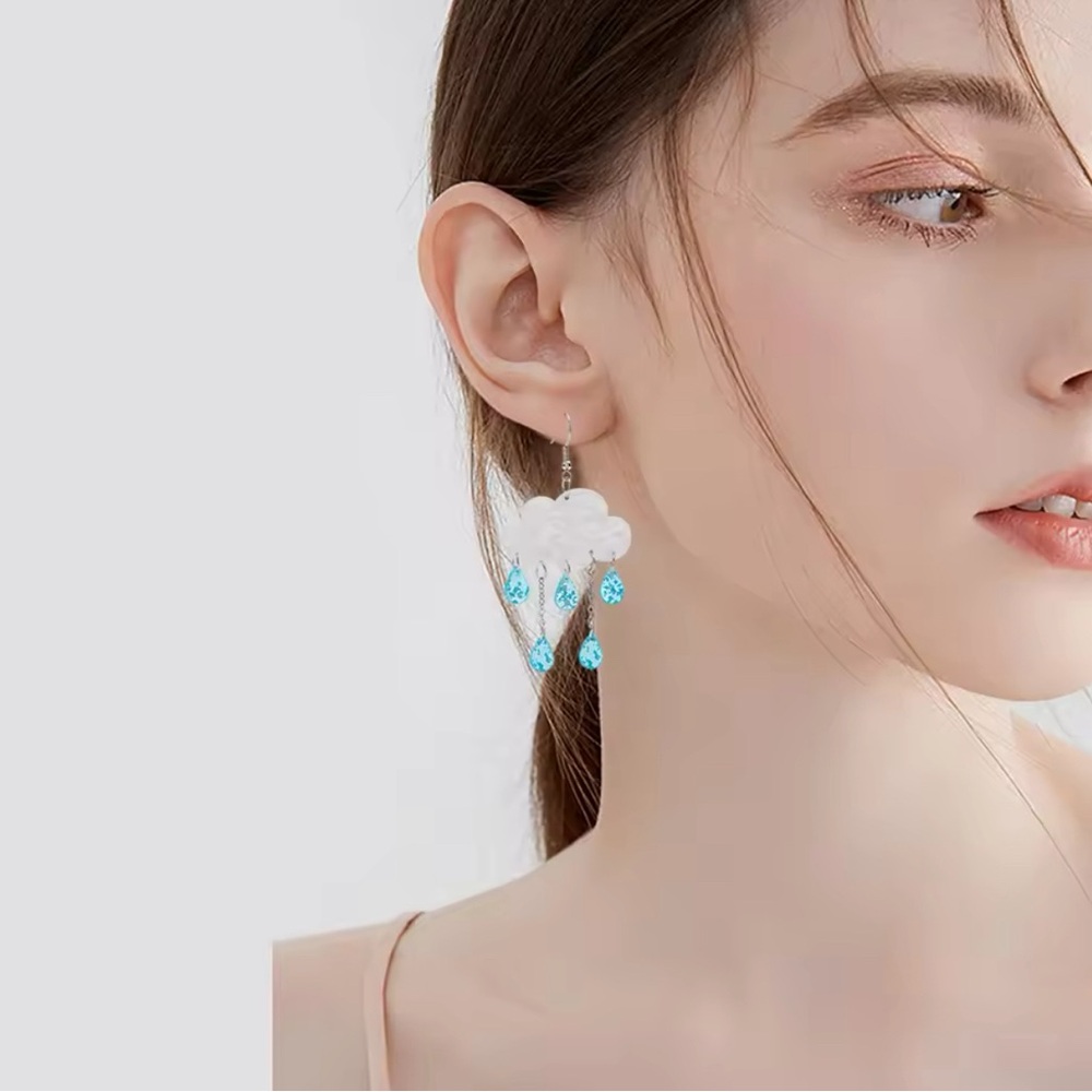 Rain Cloud Dangly Earrings - Picture 2 of 4